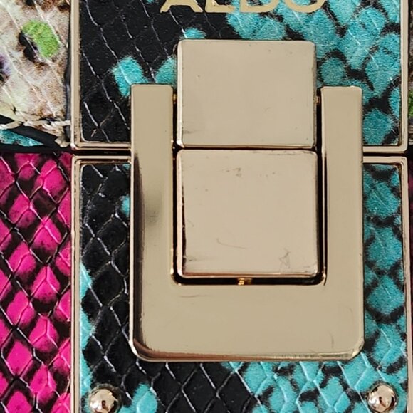 ALDO Women's Faux Leather Snake Print Crossbody Bag Adjustable Strap Multicolor - Picture 10 of 11